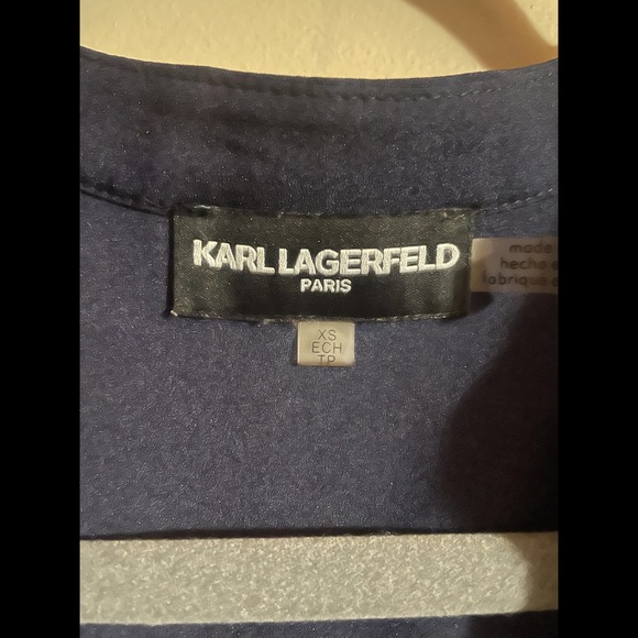 KARL LAGERFELD Navy Blouse with Lace Back detail Size XS - Picture 3 of 3